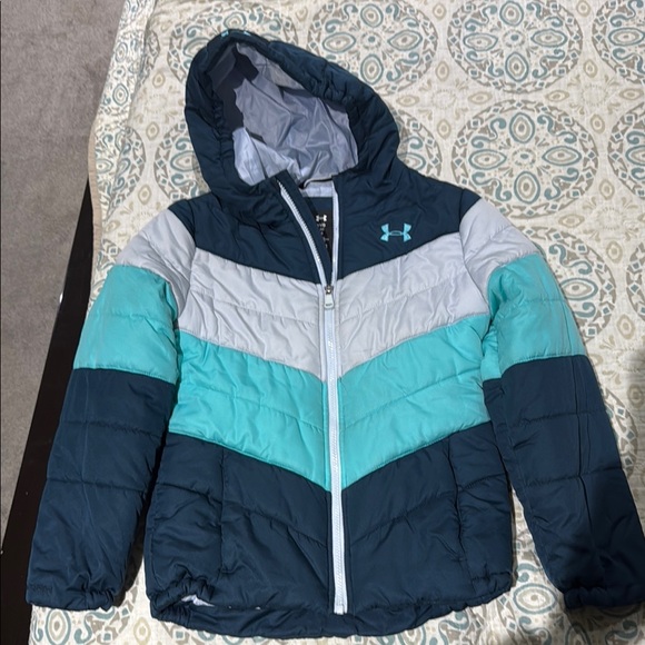 Under Armour Blue and Gray Hooded Jacket - Picture 1 of 2
